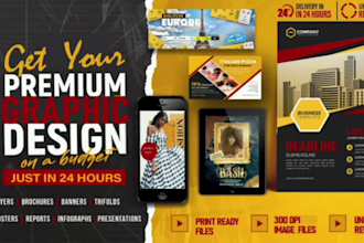 design business brochure, flyer, banner and vintage poster in 12 hours