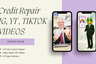 make 10 credit repair custom instagram reels, youtube shorts, tiktok videos