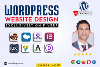 design full wordpress website beaver,elementor pro,astra pro and divi builder