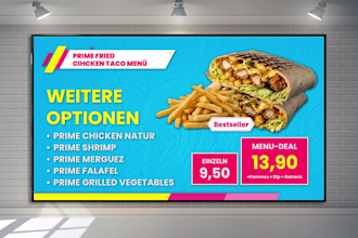 do digital menu, restaurant menu design, tv menu, high quality