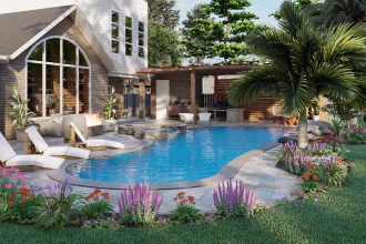 design your 3d landscape,backyard,pool,garden,patio,outdoor with render