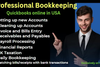 do bookkeeping using quickbooks accounts setup and clean up