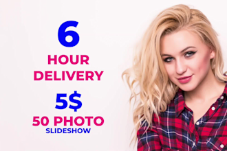 do photo slideshow video with music and text overlay