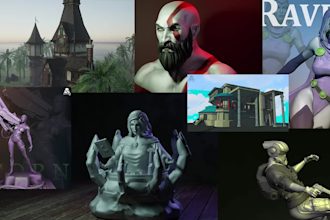 create high quality 3d models, props, assets, environments and characters