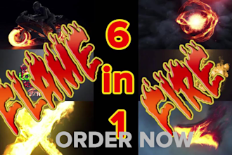 make 6 fire flame logo intro videos