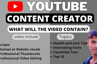 be your youtube content creator and video editor