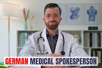 be your german medical spokesperson in a lab coat or scrubs