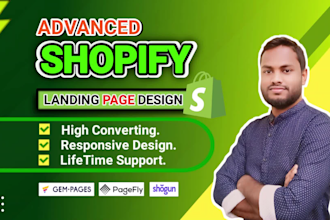 design shopify landing page, product page by pagefly, gempages, or shogun