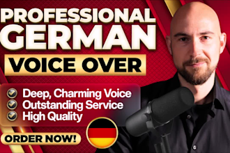 produce german voice over for commercials in a deep voice