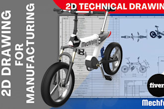do 2d technical drawing and engineering drawing with bom