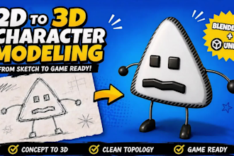 turn your 2d character design into a game ready 3d model with rigging
