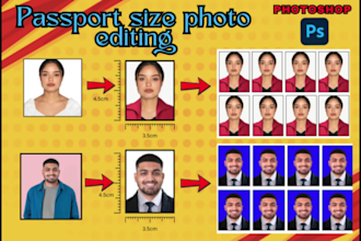 do passport size photo and visa from any picture just 2hours