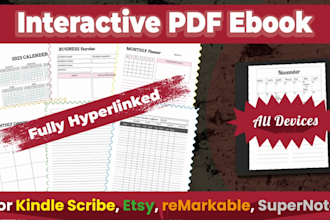 make interactive PDF ebooks for kindle scribe, etsy, remarkable