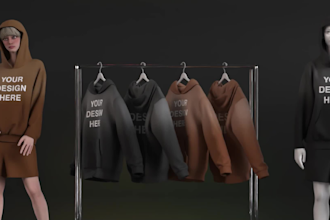 do 3d rotating clothing t shirt hoodie cap animation mockup video of your brand