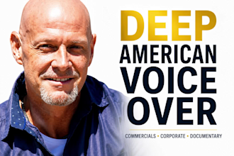 record a deep english american male voiceover for commercials and narration
