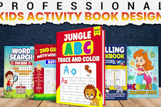 create kids coloring book cover kids activity book interior cover design for KDP