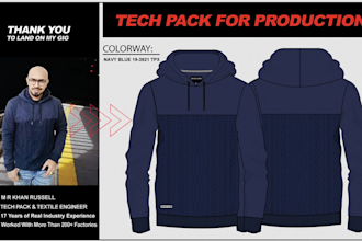 design a professional fashion clothing tech pack