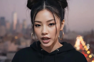 create 4k realistic ai music video, ai rap music video, with singing lip sync