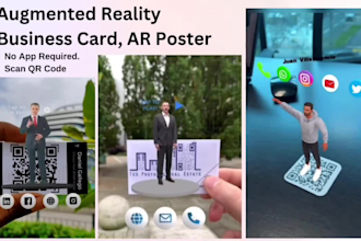 make 3d augmented reality business card, no app , scan qr code, ar,webar