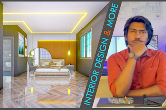 do interior design, 3d rendering, any spaces