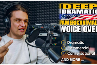 record a deep american male voice over in english