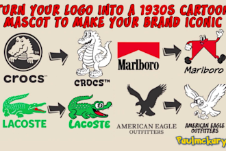 turn your brand logo into a iconic 1930s cartoon mascot