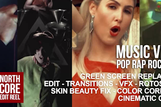 edit awesome pop rock rap metal green screen vfx rotoscoping music video