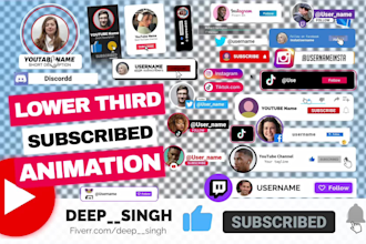make custom subscribe animation button or social lower third, mogrt