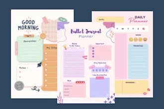 design digital, weekly, daily planner, bullet journal