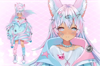 draw and rig 2d vtuber model, live2dvtuber rigging, live 2d model, vtuber model