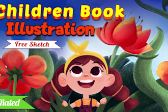 create children story book illustrations, kids book cover