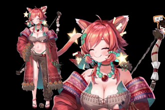 design and rig live 2d vtuber model, anime vtuber model live2d vtuber commission