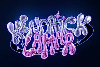 design chrome type y2k 3d logo and 3d text typography animations for your brand