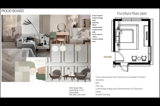 create attractive interior design mood board and floor plan