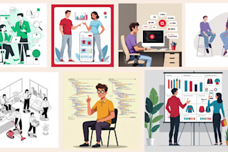 make professional 2d flat vector illustrations and flaticon, line icon