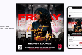 do animated motion flyer, social media video for party event club