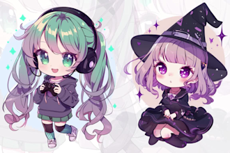 draw chibi art kawaii character for oc, fanart, pfp