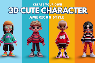 create cute 3d character, model, cartoon modeling, toy, animal
