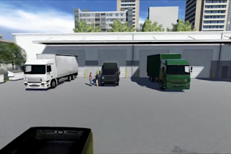 create 3d warehouse animation logistics facility industrial building walkthrough