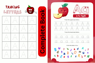 design activity book kids, handwriting letter tracing workbook or worksheet