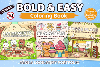 draw cozy, bold and easy coloring book pages for KDP