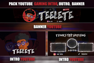 make professional youtube horror gaming intro, outro, banner, and watermark