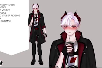 draw and rig live2d vtuber model, 2d vtuber avatar, vtuber commission, anime