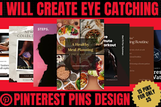 design upto 35 professional pinterest pins for your niche