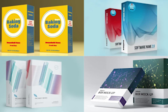 do box design, software box mockup and product mockup