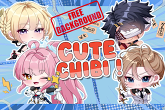 draw cute anime chibi art character design for pfp, sticker, and sheets