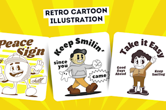 create retro and vintage cartoon mascot illustration