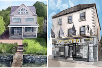 draw any building or landscape in digital watercolor
