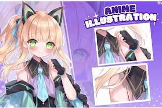 draw anime art for illustration, fan art, pfp, original character in anime style