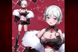 draw live2d vtuber model, anime art style, png tuber in ready to rig free emotes
